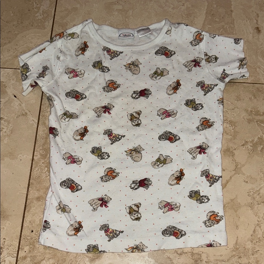 Talbots Kids White Animal Print Tee